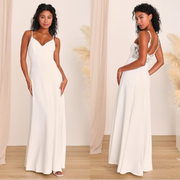 NWOT Lulus‎ Forever a Fairytale White Lace Sleeveless Maxi Dress - Picture 1 of 9